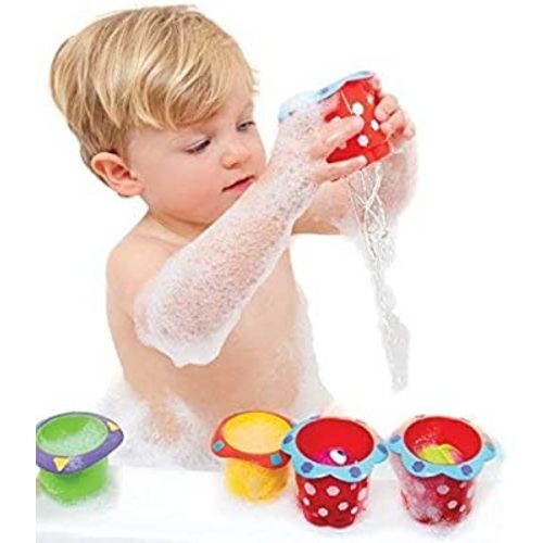 Nuby 5-Piece Splish Splash Stacking Cups Baby Bath Toy
