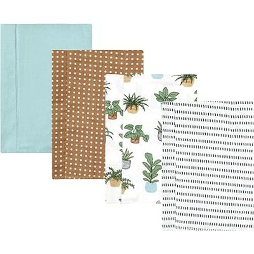 Luvable Friends Hudson Baby Flannel Burp Cloths 4pk, Botanical Plants