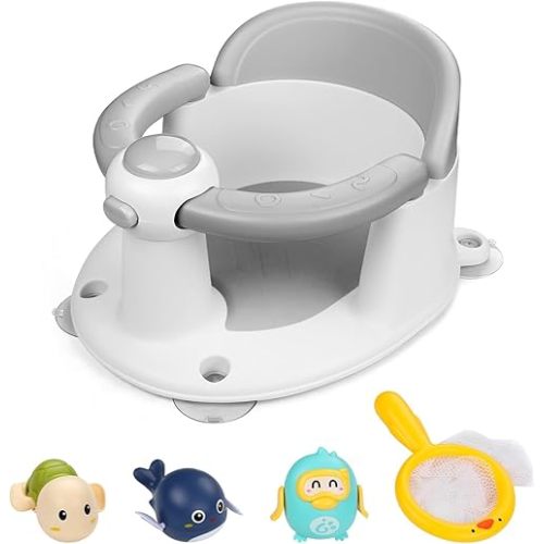 Baby Bath Seat for Babies 6 Months & Up,Infant Bathtub Chair with Suction Cup,Non-Slip,Safe Infant and Toddler Bath Seat for Sitting Up,Baby Bath tub Seat(Gray)