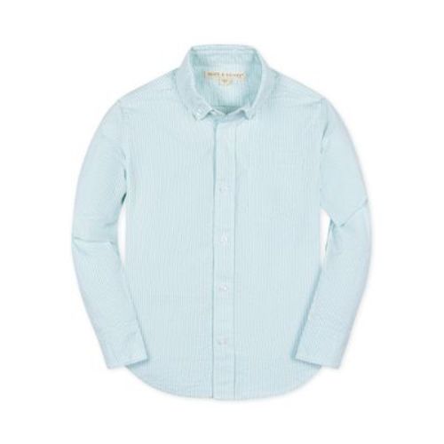 Hope & Henry Baby Boys' Organic Long Sleeve Seersucker Button Down Shirt, Mint Seersucker, 3-6 Months