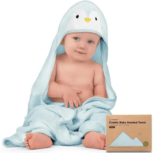 KeaBabies Baby Hooded Towel - Viscose Derived from Bamboo Baby Towel, Toddler Bath Towel, Infant Towels, Large Hooded Towel, Organic Baby Towels with Hood for Girls, Babies, Newborn Boys (Penguin)