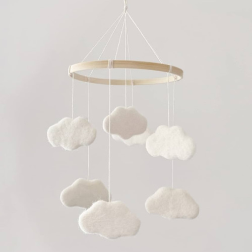 Baby Mobile for Crib - Boho Crib Mobile - Felt Cloud Mobile - Gender Neutral Baby Mobile - Boho Nursery Decor - Crib Mobile for Girls, Boys - Mobile for Bassinet, Pack N Play - Cloud