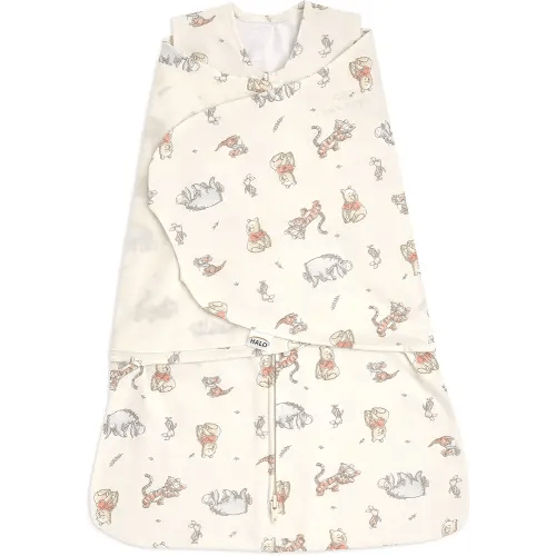 HALO Disney 100% Cotton Sleepsack Swaddle, 3-Way Adjustable Wearable Blanket, TOG 1.5, Winnie Frolic, Small, 3-6 Months