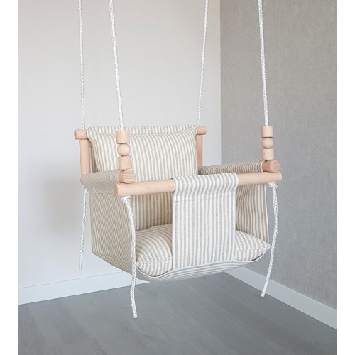 Baby Swing Comfortable Design Natural Linen/Toddler Swing/Deluxe Linen Swing/ Indoor Swing/Birthday Gift/Baby Swing/Beige