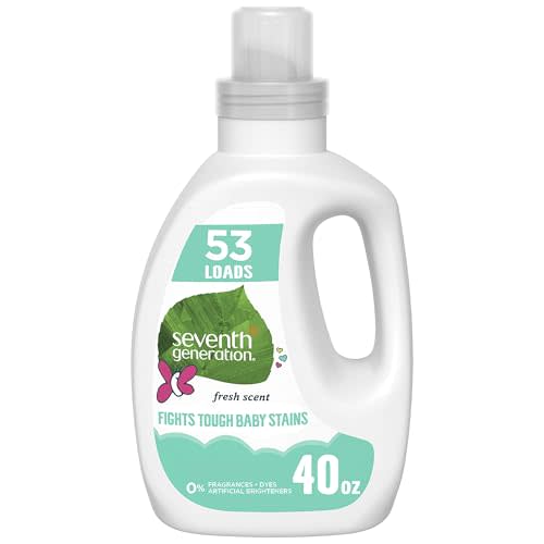 Seventh Generation Concentrated Baby Laundry Detergent, Stain Fighting Formula, Fresh Scent, 40 oz (53 Loads)