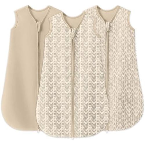 SWEET DOLPHIN 3 Pack Baby Sleep Sack - 100% Cotton 2-Way Zipper TOG 0.5 Infant Wearable Blanket, Newborn Essentials