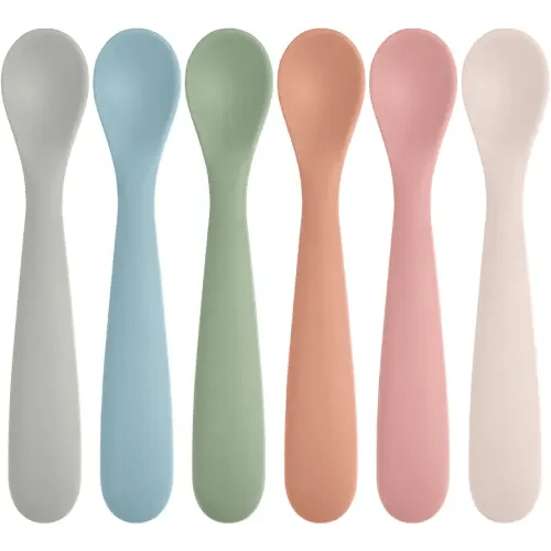 6 Pack Silicone Baby Spoons, Baby Spoons Self Feeding 6 Months+, BPA Free, Soft Tip Baby Utensils Feeding Spoon, Baby Led Weaning Supplies, Dishwasher and Boil Safe