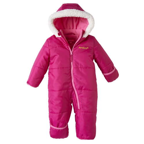 Pink Platinum Baby Girls' Hooded Puffer Snowsuit with Sherpa Trim, Convertible Mittens, Warm Fleece Lining