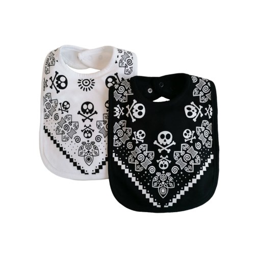 2 x Rock n Roll Cool Baby Bibs | 1 x BLACK 1 x WHITE | Rock Star Baby & Toddler Bib Gift Set [2 Pack, 0-3 Years, Boy/ Girl]