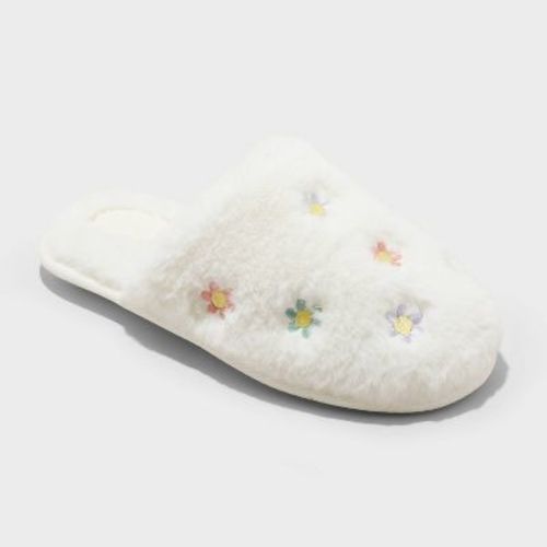 Kids' Pippa Embroidered Flower Slippers - Cat & Jack™ Cream