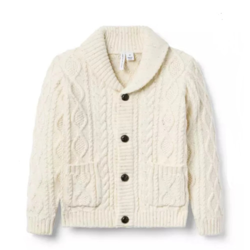 Boy Jet Ivory Cable Knit Shawl Collar Cardigan by Janie and Jack