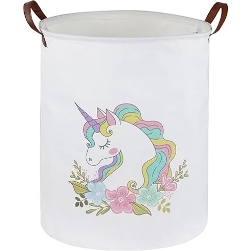Unicorn Laundry Basket,Kids Unicorn Hamper for Girls Room Decor,Baby Girls Dirty Clothes Hamper,Nursery Hamper for Bedroom Decor,Gift Basket(Colorful Unicorn)