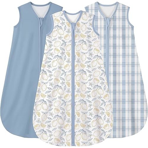 Yoofoss Baby Sleep Sack 6-12 Months Wearable Blanket for Babies 100% Organic Cotton 2-Way Zipper TOG 0.5 Toddler Sleeping Sack 3 Pack, Comfy Lightweight Sleep Sacks
