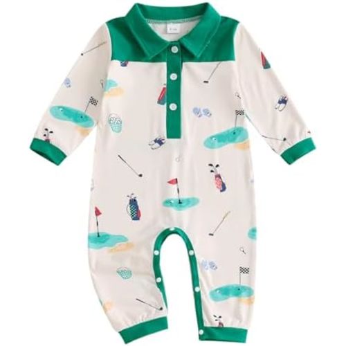 Newborn Baby Boy Girl Golf Outfit Long Sleeve Polo Shirt Romper Infant Jumpsuit Pants 0-2T Baby Fall Winter Clothes