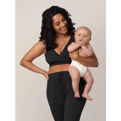 French Terry Racerback Nursing & Sleep Bra | Black