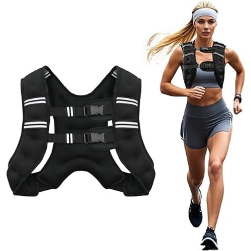 Weighted Vest, 6lb/8lb/10lb/12lb/16lb/20lb/25lb/30lb Weight Vest for Men Women, Body Weight Vests Adjustable with Reflective Stripe for Strength Training, Running, Workout, Jogging, Walking