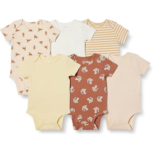 Amazon Essentials Unisex Toddlers and Babies’ Short-Sleeve Bodysuits, Multipacks