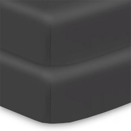 BreathableBaby Cotton Percale Fitted Sheet, For 52" x 28" Crib & Toddler Bed Mattress, Black (2-Pack)