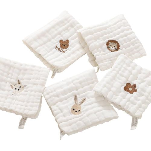 ZONEY Baby Muslin Washcloths,5 Pack 100% Cotton Baby Towels and Washcloths for Newborn Essentials Must Haves Wash Clothes Soft for Face Baby Wash Cloths 11.8x11.8 Inches (Animal) : Amazon.com.au: Baby