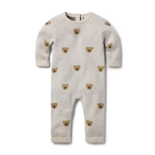 Newborn Light Brown Heather Bear Baby Bear Sweater One-Piece by Janie and Jack