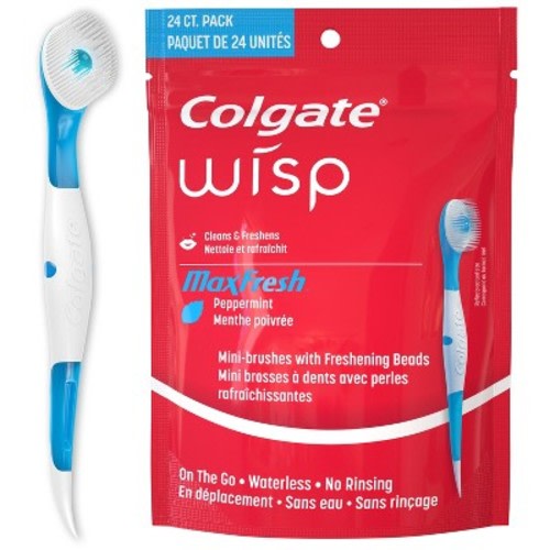 Colgate Max Fresh Wisp Disposable Travel Toothbrushes - Mini - Peppermint - Trial Size -24ct