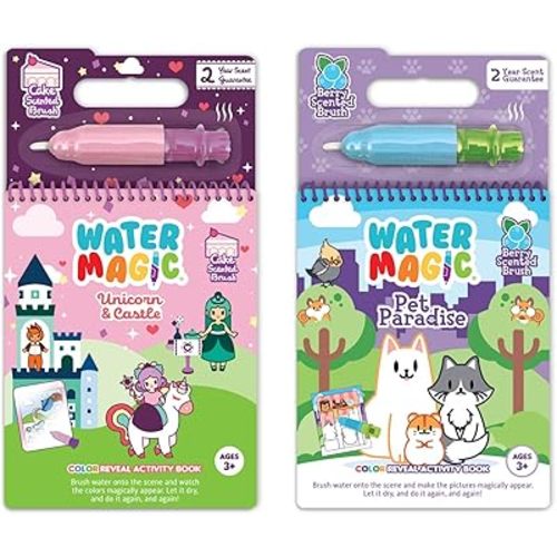Water Magic - Patented Gourmet Scented Reusable Water Reveal Activity Books - No Mess, All Fun by Scentco (Unicorn and Pet Paradise)