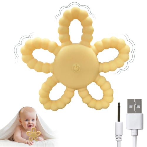 Vibrating Teether for Baby, Sensory Chew Toys for Autistic Children & Teething Toys for Babies 6-12 8-18 Month, USB Chargeable & 3X Vibration Setting Travel Essential Gift for Kids with Autism Toddler