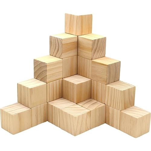 30 PCS 2 Inch Wooden Cubes,Unfinished Wood Blocks for Crafts,Wood Square Blocks for Crafts,Shower Blocks to Decorate.