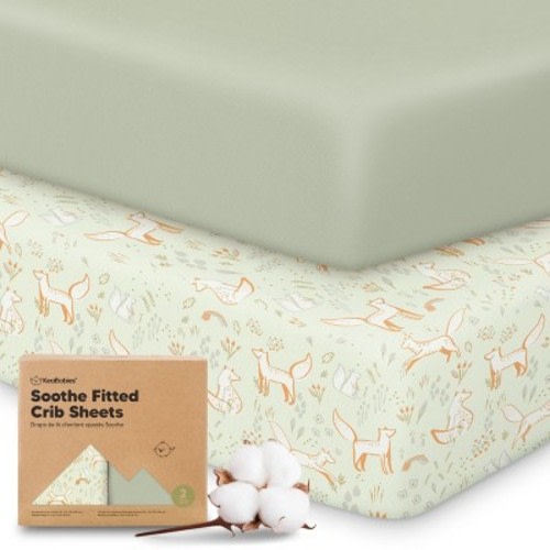 KeaBabies 2pk Soothe Fitted Crib Sheets Neutral, Organic Baby Crib Sheets, Fits 52x28 Standard Nursery Baby Mattress