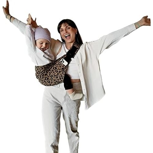 Toddler Carrier | Baby Sling Wrap - Adjustable Premium Cotton - 8 Months to 4 Years - 10-45 lbs (Brown Leopard)