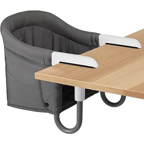 Hook On High Chair Portable & Foldable for Babies 6-36 Months Attach to Fast Table Clip On High Chair with Travel Bag - Compact Baby Feeding Seat for Home Dining & Travel (Grey)