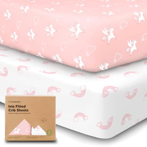 KeaBabies 2-Pack Baby Crib Sheets for Boys, Girls - 52x28 Viscose Derived from Bamboo Toddler Bed Sheets Neutral, Fitted Crib Mattress Cover for Standard Baby Bedding, Soft & Cozy (Dreamland)