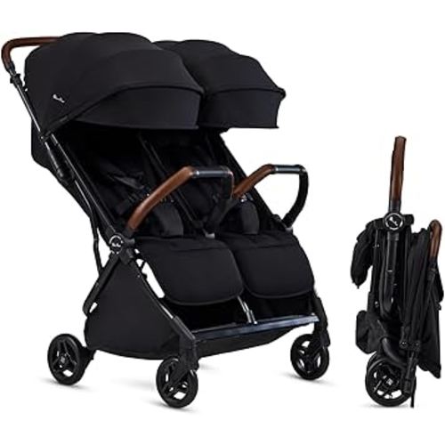 Silver Cross Jet Double - Full Size Side by Side Double Infant & Toddler Stroller - Lightweight, Compact & Easy to Fold, with All-Terrain Wheels – Disney Park Approved, Space Black