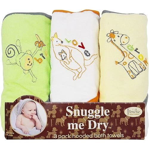 Hooded Bath Towels for Babies, 80% Cotton/20% Polyester, Wild Animal Design Baby Bath Towel Set, Pack of 3