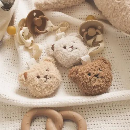 Hot Sell Cute Plush Teddy Bear Moon Pacifier Chain Teddy Plush Baby Pacifier Comfort Pendant Baby Pacifier Clip Hanging Rope - AliExpress