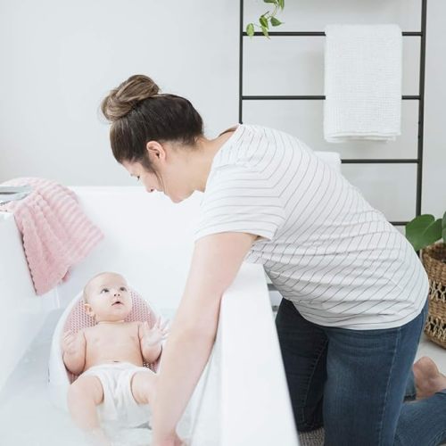 Angelcare Baby Bath Support (Pink) | Ideal for Babies Less than 6 Months Old - 1 Count (Pack of 1)