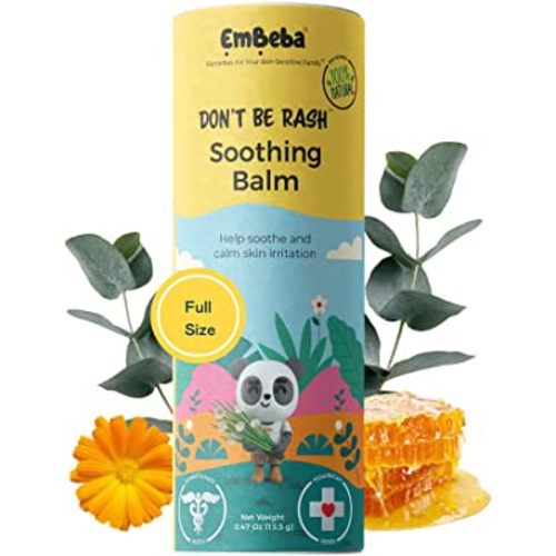 EmBeba Soothing Skin Balm, Cream & Rash Relief for Baby and Kids, Baby Cream for Sensitive Skin, All Natural Lotion for Kids, Baby Skin Care, All Over, Fast Acting Relief 0.47 Oz