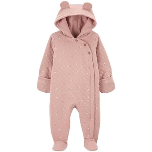 Carter's Baby Girls' Newborn-9M Hooded Quilted Pram Sleep & Play