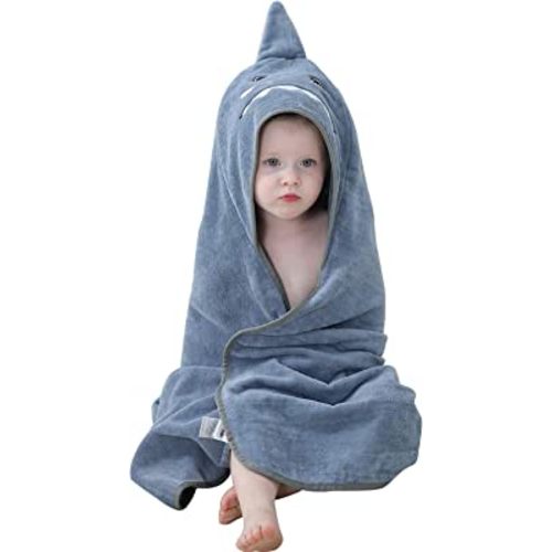MICHLEY Unisex Baby Animal Hooded Bath Towel Soft Cotton Beach Swimming Bathrobe for 0-6T, Grey