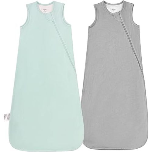 Rayon Made From Bamboo Sleep Sack 0.5 Tog 6-12 Months Summer Sleep Sack 2-Way Zipper Super Soft Viscose Sleeping Bag Lightweight Baby Wearable Blanket Thin (2 Pack)