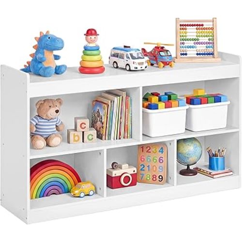 SONGMICS CUSTOS Collection - Kids' Toy Storage Shelf, Montessori Shelf for Toys with 5 Open Compartments, Storage Unit for Children's Room Playroom, 11.8 x 44.2 x 25.6 Inches, Cloud White UGKR052WZ01