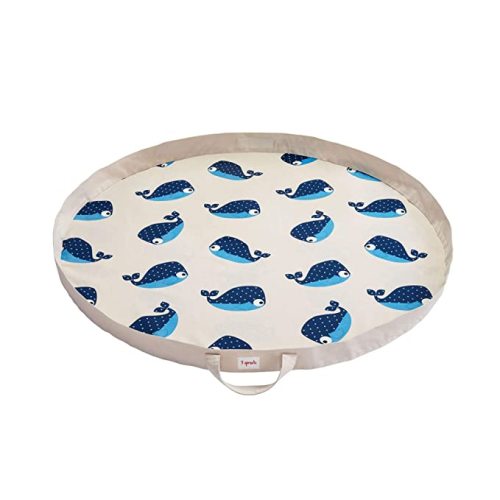 3 Sprouts Play Mat & Toy Storage Bag - Large Portable Toy Organizer, Kids Toy Bag for Boys & Girls - Playroom Storage & Activity Mat, Whale