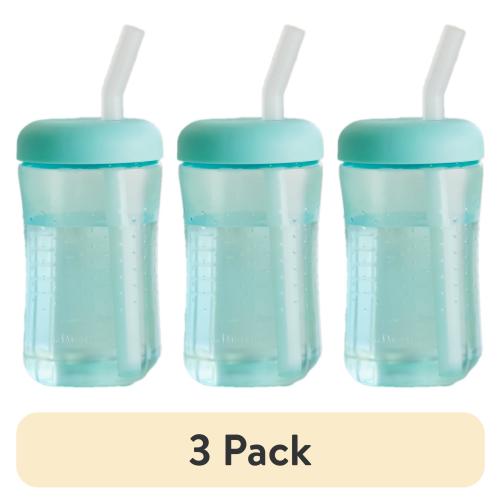 (3 pack) The First Years Squeeze & Sip Toddler Straw Cups - Squeezable Transition Sippy Cup with Silicone Straw - Toddler Feeding Supplies - 7 Oz - 1 Pack - Ages 6 Months and Up
