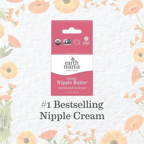 Organic Nipple Butter™ Breastfeeding Cream by Earth Mama | Postpartum Essentials Safe for Nursing, Non-GMO Project Verified, No Lanolin, 2-Fluid Ounce - 2 Fl Oz (Pack of 1)
