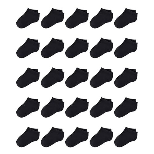 Duufin 25 Pairs Toddler Ankle Socks Low Cut Kids Half Cushion Socks Low Rise Ankle Socks for Boys and Girls