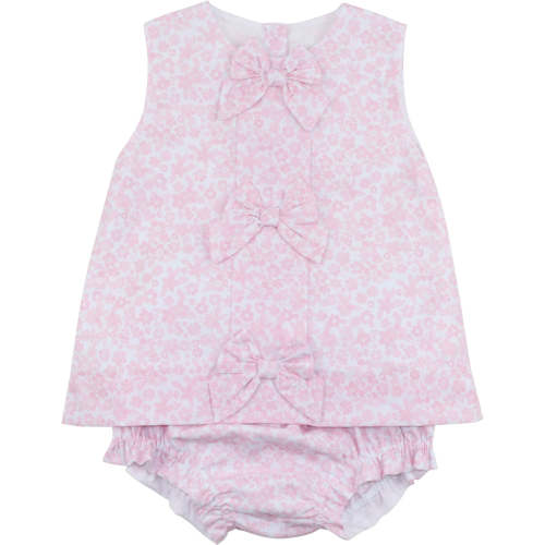 Pink Floral Bow Diaper Set
