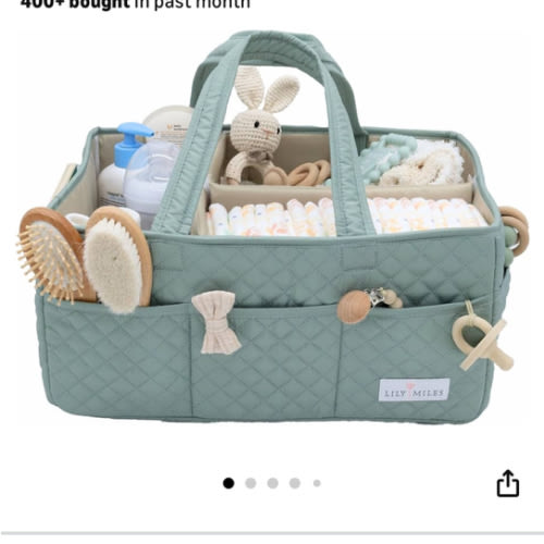 Lily Miles Baby Diaper Caddy Organizer, Quilted Nursery Storage Organizer for Newborn Essentials and Diaper Changing Station, Gift for Baby Shower and Registry Must-Have (Baby Breeze)