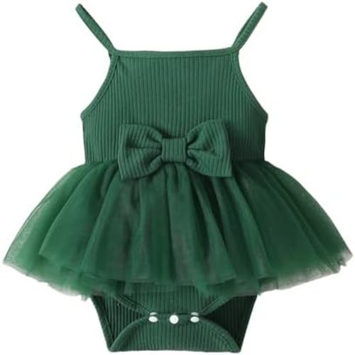 OPAWO Newborn Baby Girl Dress Infant Summer Romper Dress Sleeveless Onesie Halter Romper Tulle Dress One Piece Bodysuit 0-18M