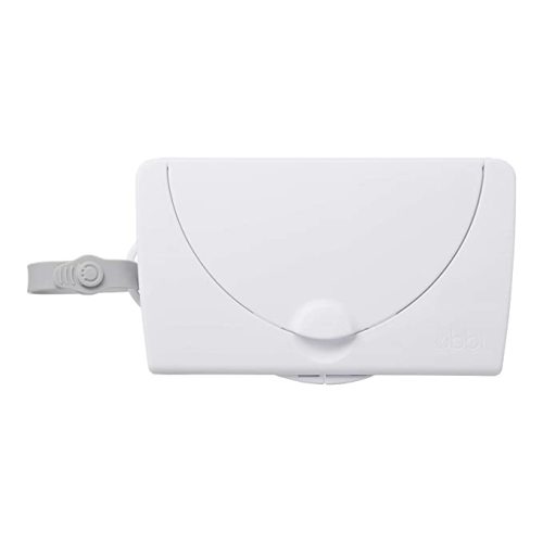 Ubbi On-the-Go Baby Wipes Dispenser, Portable Wipes Container for Travel, Diaper Bag Accessory Must Have for Newborns, Reusable Wipes Holder, White