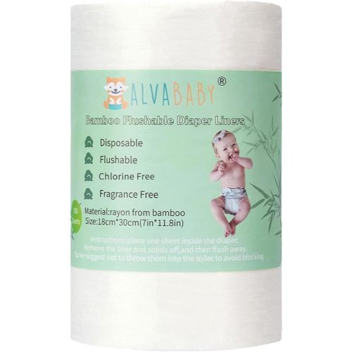 ALVABABY Diaper Liner for Baby Cloth Diapers 11.8x7.1 Inch Natural Soft Disposable Diaper Liners Fragrance Free Chlorine Free 100 Sheets